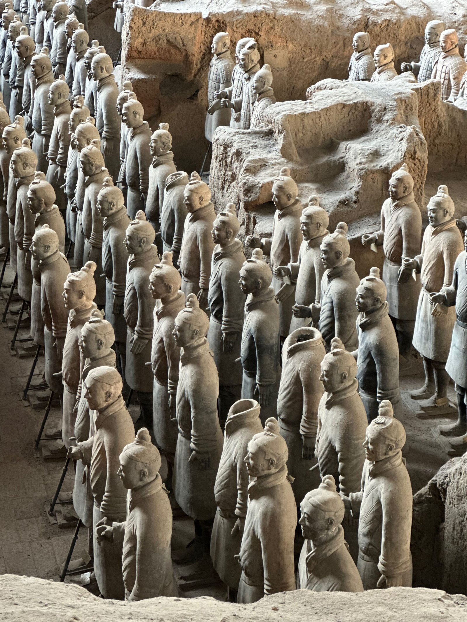 Terracotta Army sculptures in Xi'an, a historical marvel of ancient China.